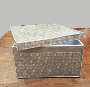 Grey metal box - Boite en tole 24x24cm H.13